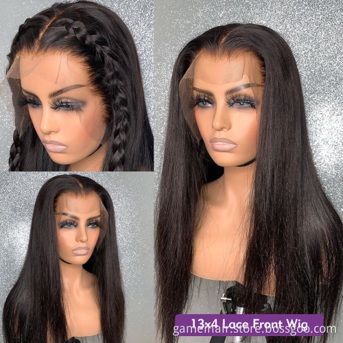 100% Raw Virgin Indian Hair Wigs Bone Straight 13X4 13X6 Lace Frontal Real Human Hair Wig